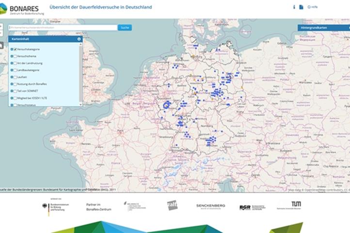 Online-Übersichtskarte zu Dauerfeldversuchen in Deutschland | Quelle: © Meike Grosse.