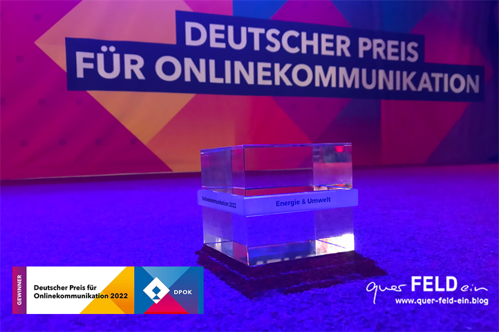 Deutscher Preis für Onlinekommunikation 2022 in der Kategorie Energie & Umwelt | Quelle: © Hendrik Schneider/ZALF.