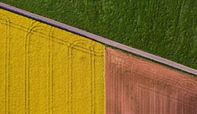 Luftaufnahme einer landwirtschaftlich genutzten Fläche