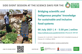 Flyer zum Workshop „Bridging scientific and indigenous peoples' knowledge for sustainable and inclusive food systems“