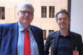 Knut Gerschau (v.l.) und Stefan Sieber bei „Leibniz im Bundestag“