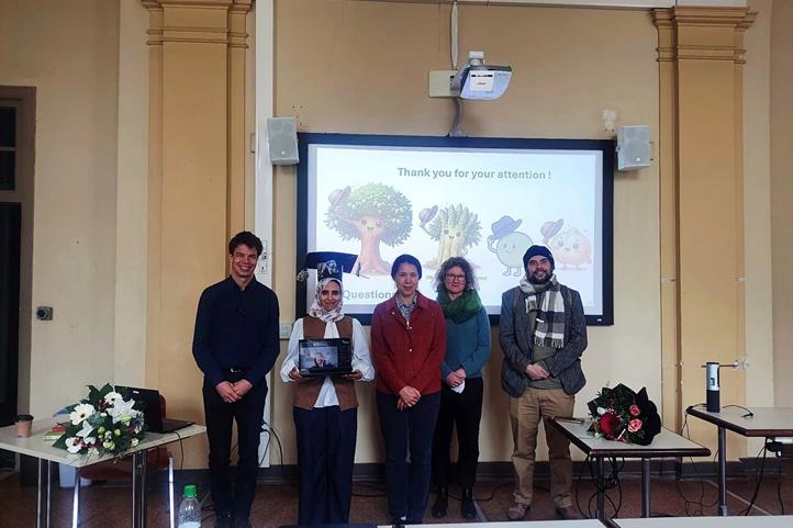 After the successful defence (from left to right: Moritz Reckling, Ferdaous Rezgui, Sonoko Bellingrath-Kimura, Dagmar Mithöfer, Marcel Robischon)  | Source: © Ferdaous Rezgui / ZALF.