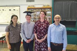 Feierliche Übergabe des Doktorhuts: Prof. Dr. Sonoko Dorothea Bellingrath-Kimura (HUB), Marco Donat, Dr. Kathrin Grahmann (ZALF), Prof. Dr. Ralf Bloch (HNEE)