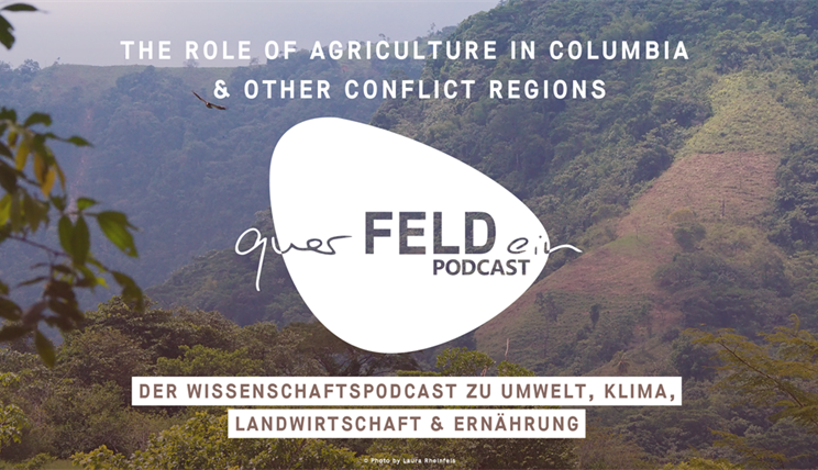 Podcast cover on agriculture in conflict regions like Columbia