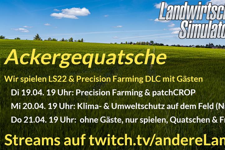 Am 19. bis 21. April spielt der Wissenschaftskommunikator André Lampe live auf Twitch die Erweiterung des Landwirtschafts-Simulators 22 
