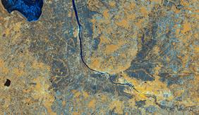 False-colour radar image captured by the Copernicus Sentinel-1D mission over the city of Bremen and surroundings