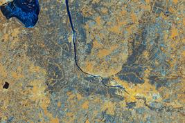 False-colour radar image captured by the Copernicus Sentinel-1D mission over the city of Bremen and surroundings