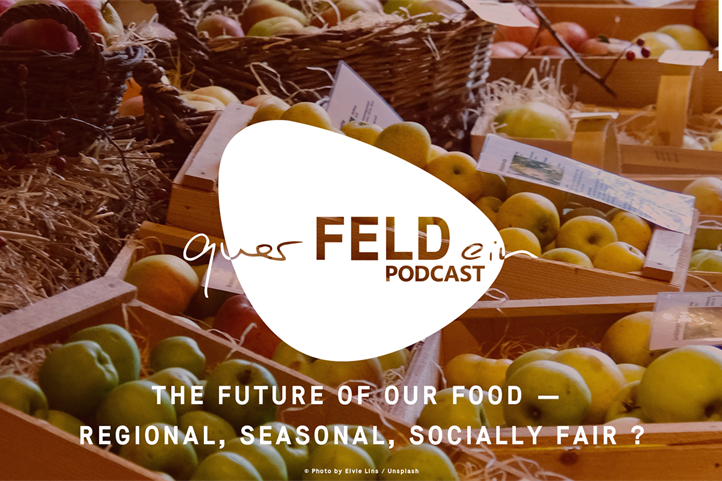 Cover of episode 15 of querFELDein-Podcast on the topic sustainable food systems.