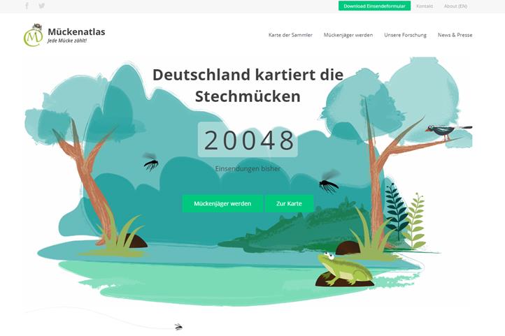 Bildunterschrift: Die Webseite des Mückenatlas erstrahlt in neuem Design. Quelle: © FLI