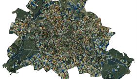 Karte Berlins mit möglichen Standorten der 231 Lebensmittelpunkte