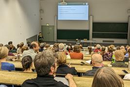 Lecture hall full of people