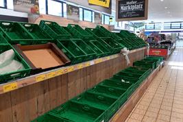 Empty supermarket shelves