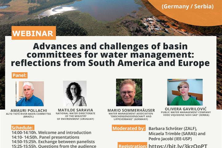 Invitation to the webinar on “Advances and challenges of basin committees for water management: reflections from South America and Europe” on 17th September.